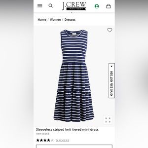 J.Crew Factory Navy and White Tiered Sleeveless Dress